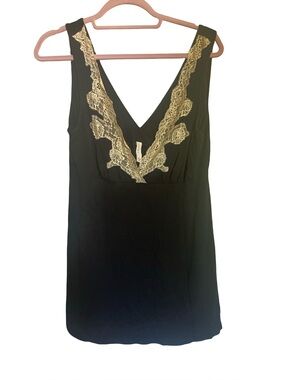 Shimera Black V Lace Babydoll Top Size M